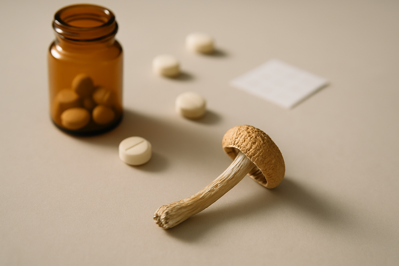 Illustration eines Microdosing-Journals mit Psilocybin-Pilzen und wissenschaftlichen Notizen