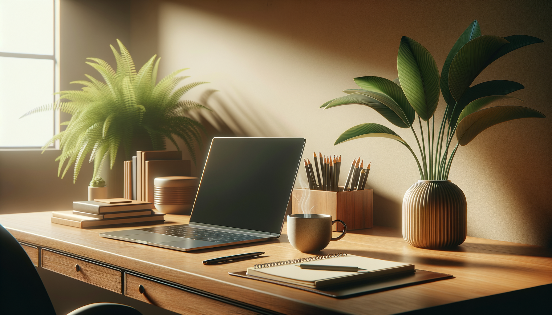 Person arbeitet konzentriert am Laptop mit Notizbuch und Kaffee, symbolisiert produktives Arbeiten durch Microdosing